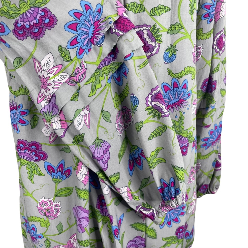 Matilda Jane Thinking Out Loud Top Grey Purple Blue Grey Floral Print Henley - Picture 8 of 11